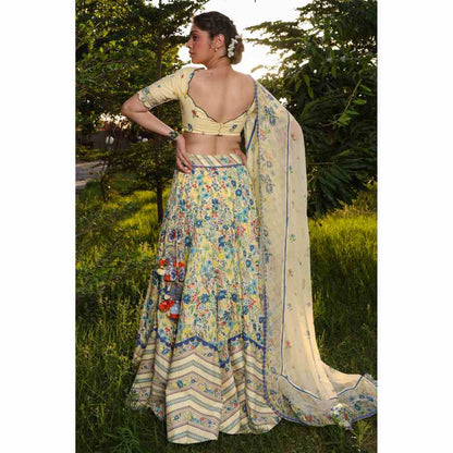 Baise Gaba Paradise Lehenga - Yellow (Set of 3)