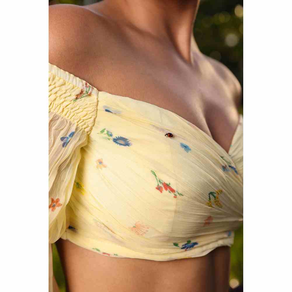 Baise Gaba Flourish Lehenga - Yellow (Set of 2)