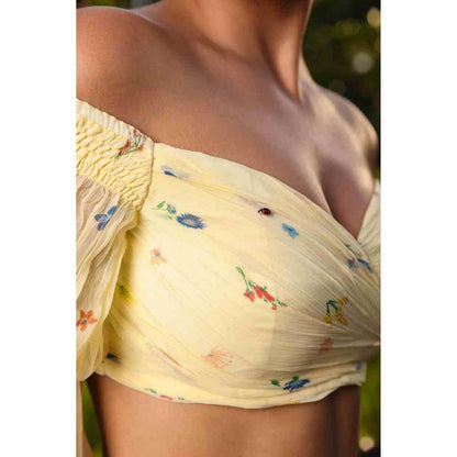 Baise Gaba Flourish Lehenga - Yellow (Set of 2)