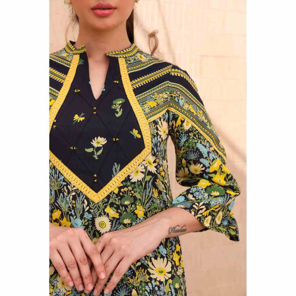 Baise Gaba Amor A-Line Kurta - Black (Set of 3)