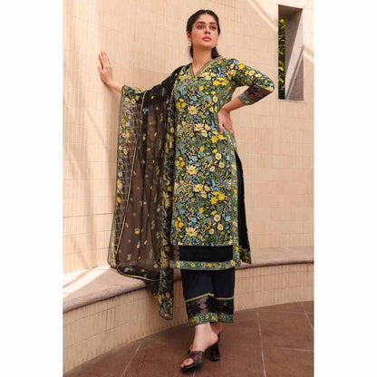 Baise Gaba Mia Straight Kurta - Black (Set of 3)