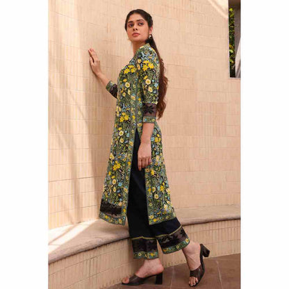 Baise Gaba Mia Straight Kurta - Black (Set of 3)