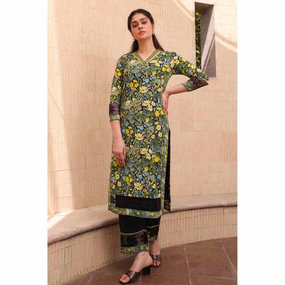 Baise Gaba Mia Straight Kurta - Black (Set of 3)