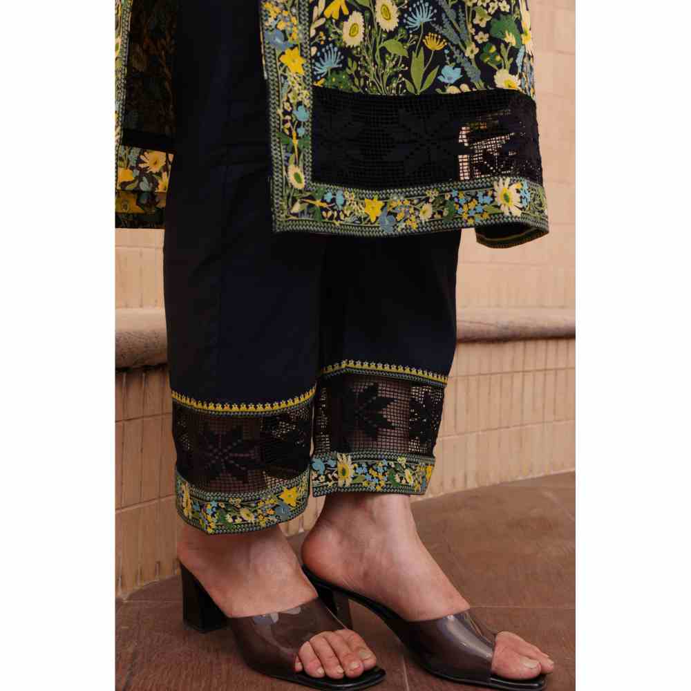 Baise Gaba Mia Straight Kurta - Black (Set of 3)