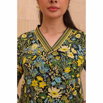 Baise Gaba Mia Straight Kurta - Black (Set of 3)