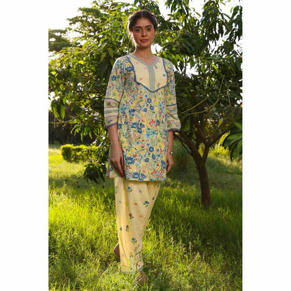 Baise Gaba Tulie A-Line Kurta - Yellow (Set of 2)