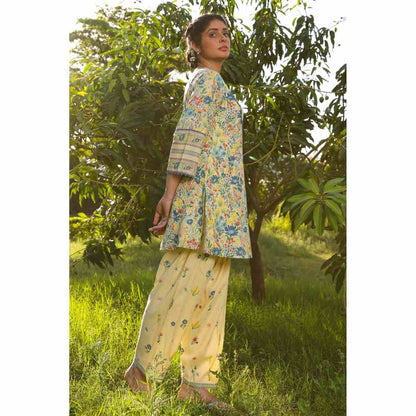 Baise Gaba Tulie A-Line Kurta - Yellow (Set of 2)