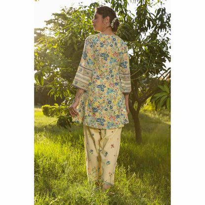 Baise Gaba Tulie A-Line Kurta - Yellow (Set of 2)