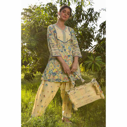 Baise Gaba Tulie A-Line Kurta - Yellow (Set of 2)