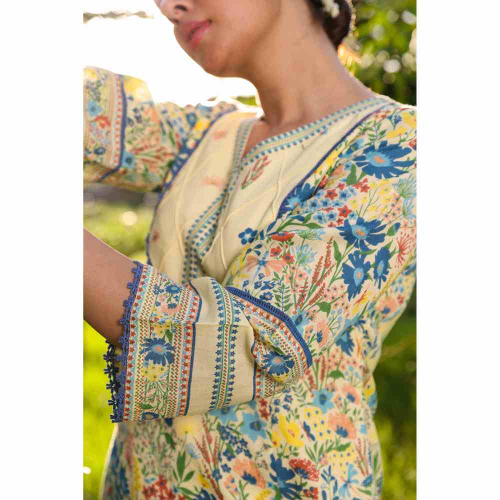 Baise Gaba Tulie A-Line Kurta - Yellow (Set of 2)