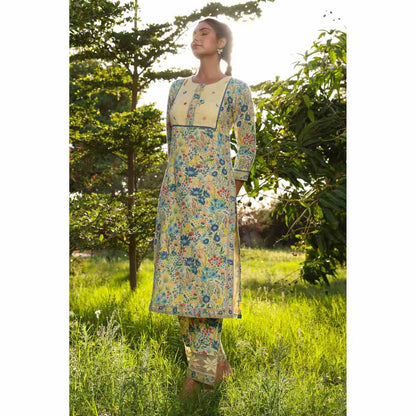 Baise Gaba Olivia Straight Kurta - Yellow (Set of 3)