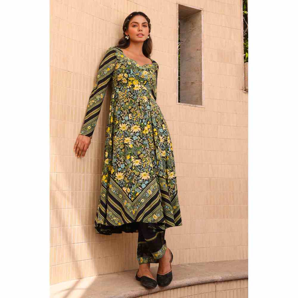 Baise Gaba Mirage Anarkali Kurta - Black