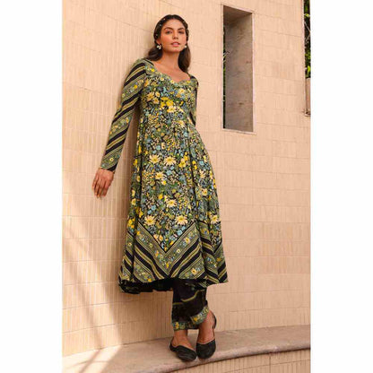Baise Gaba Mirage Anarkali Kurta - Black