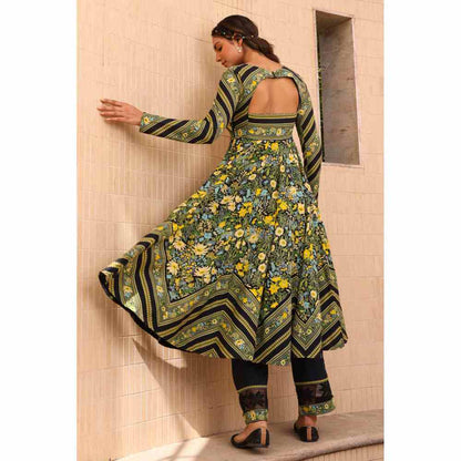 Baise Gaba Mirage Anarkali Kurta - Black