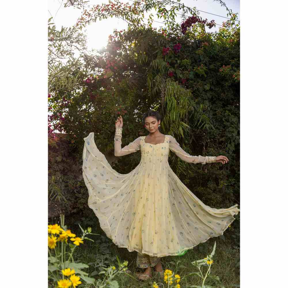 Baise Gaba Juniper Anarkali Kurta - Yellow