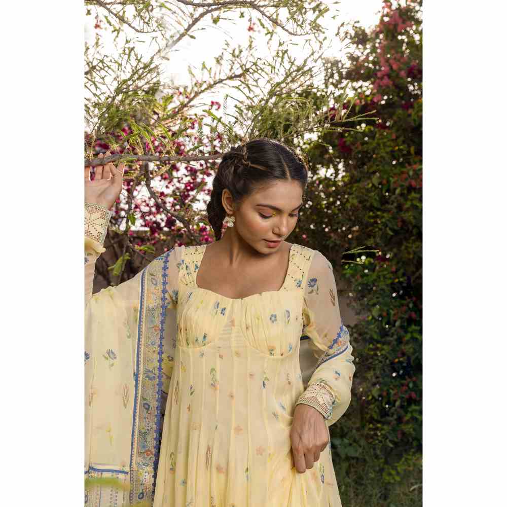 Baise Gaba Juniper Anarkali Kurta - Yellow