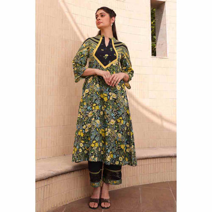 Baise Gaba Amor A-Line Kurta - Black