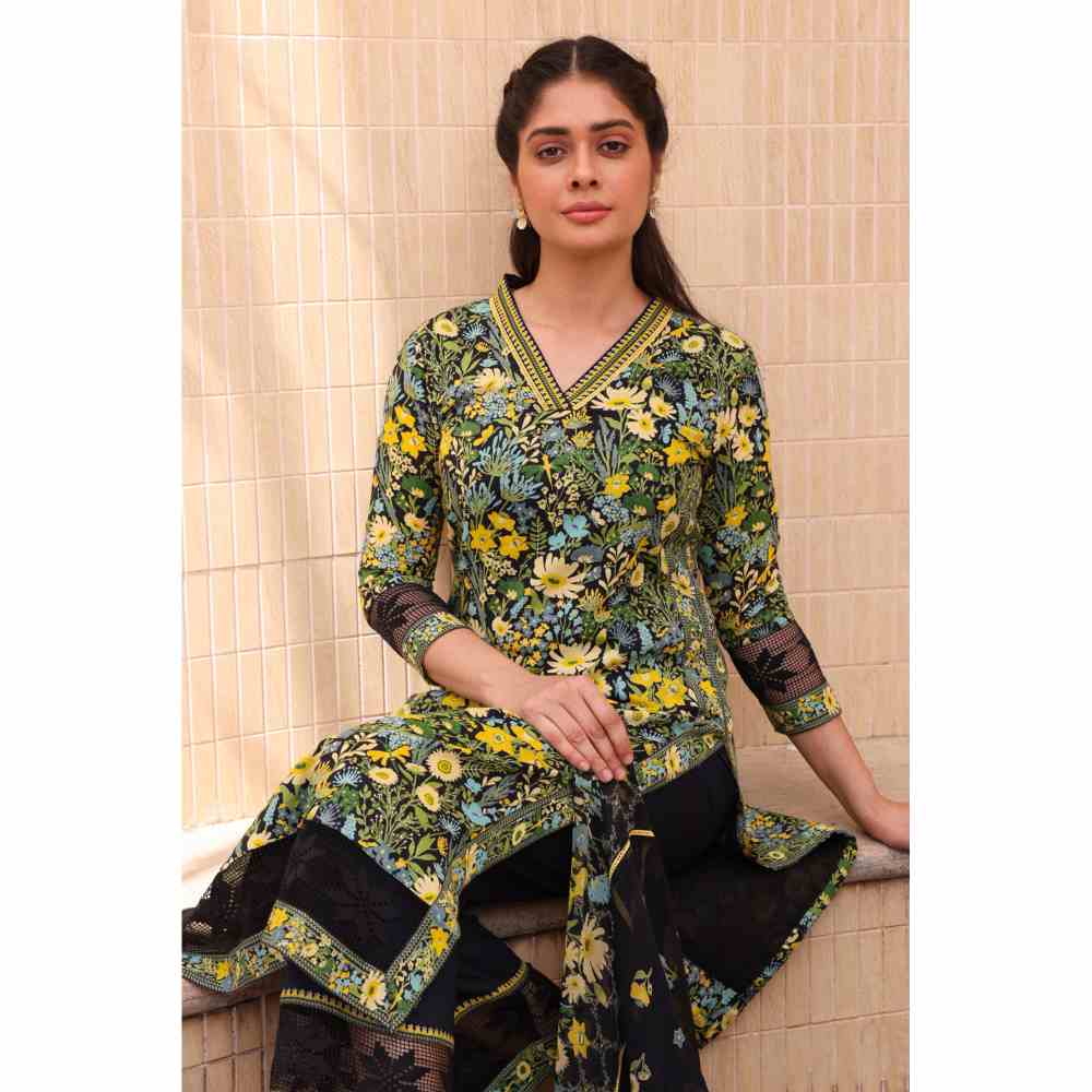 Baise Gaba Mia Straight Kurta - Black