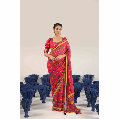 Baise Gaba Reet Printed Saree with Unstitched Blouse
