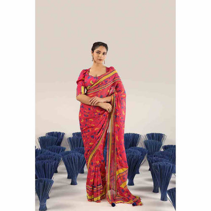 Baise Gaba Reet Printed Saree with Unstitched Blouse