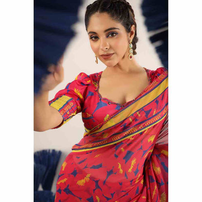 Baise Gaba Reet Printed Saree with Unstitched Blouse