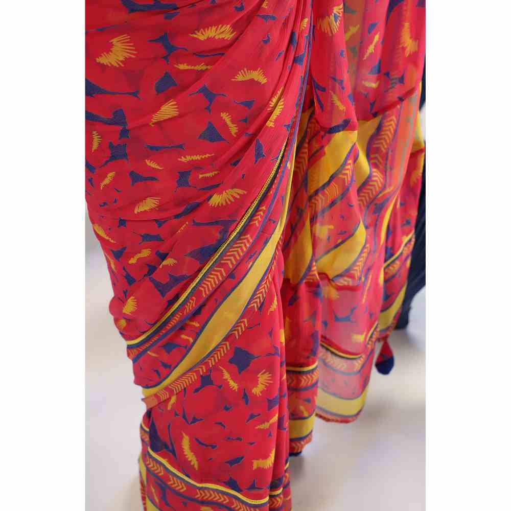 Baise Gaba Reet Printed Saree with Unstitched Blouse