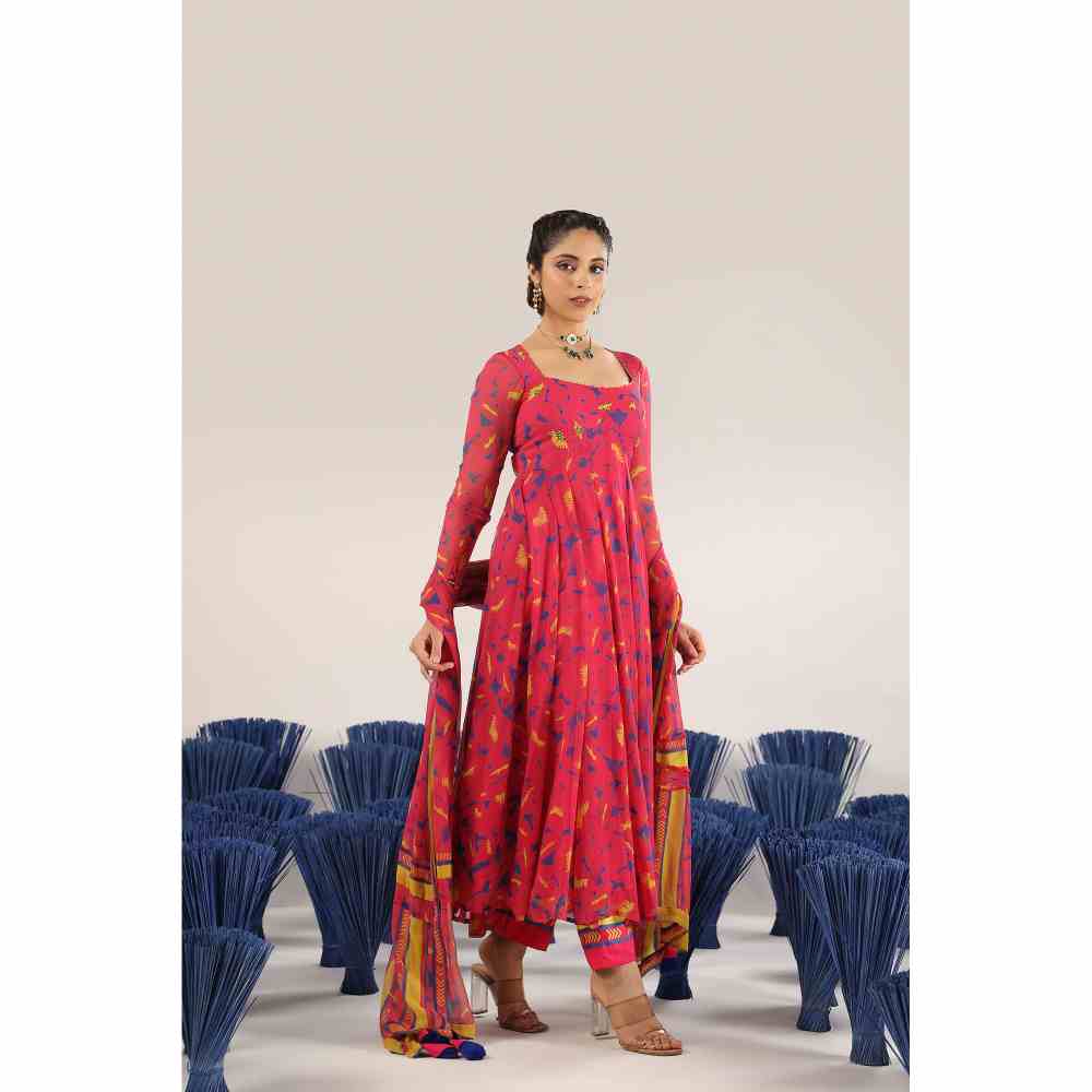 Baise Gaba Saaroo Printed Anarkali Kurta with Pant & Dupatta (Set of 3)
