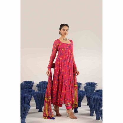 Baise Gaba Saaroo Printed Anarkali Kurta with Pant & Dupatta (Set of 3)