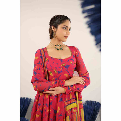 Baise Gaba Saaroo Printed Anarkali Kurta with Pant & Dupatta (Set of 3)