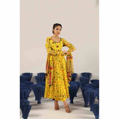 Baise Gaba Smilti Printed Anarkali Kurta with Pant & Dupatta (Set of 3)