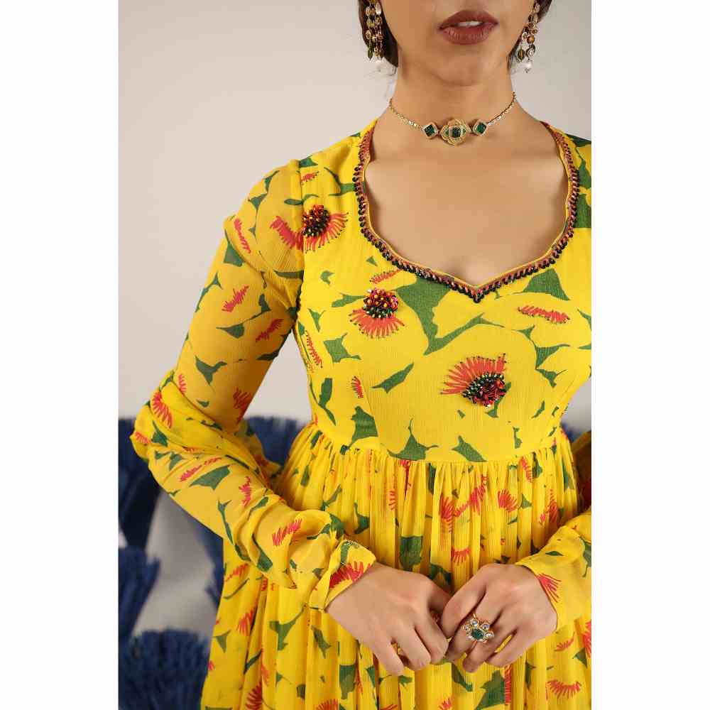 Baise Gaba Smilti Printed Anarkali Kurta with Pant & Dupatta (Set of 3)