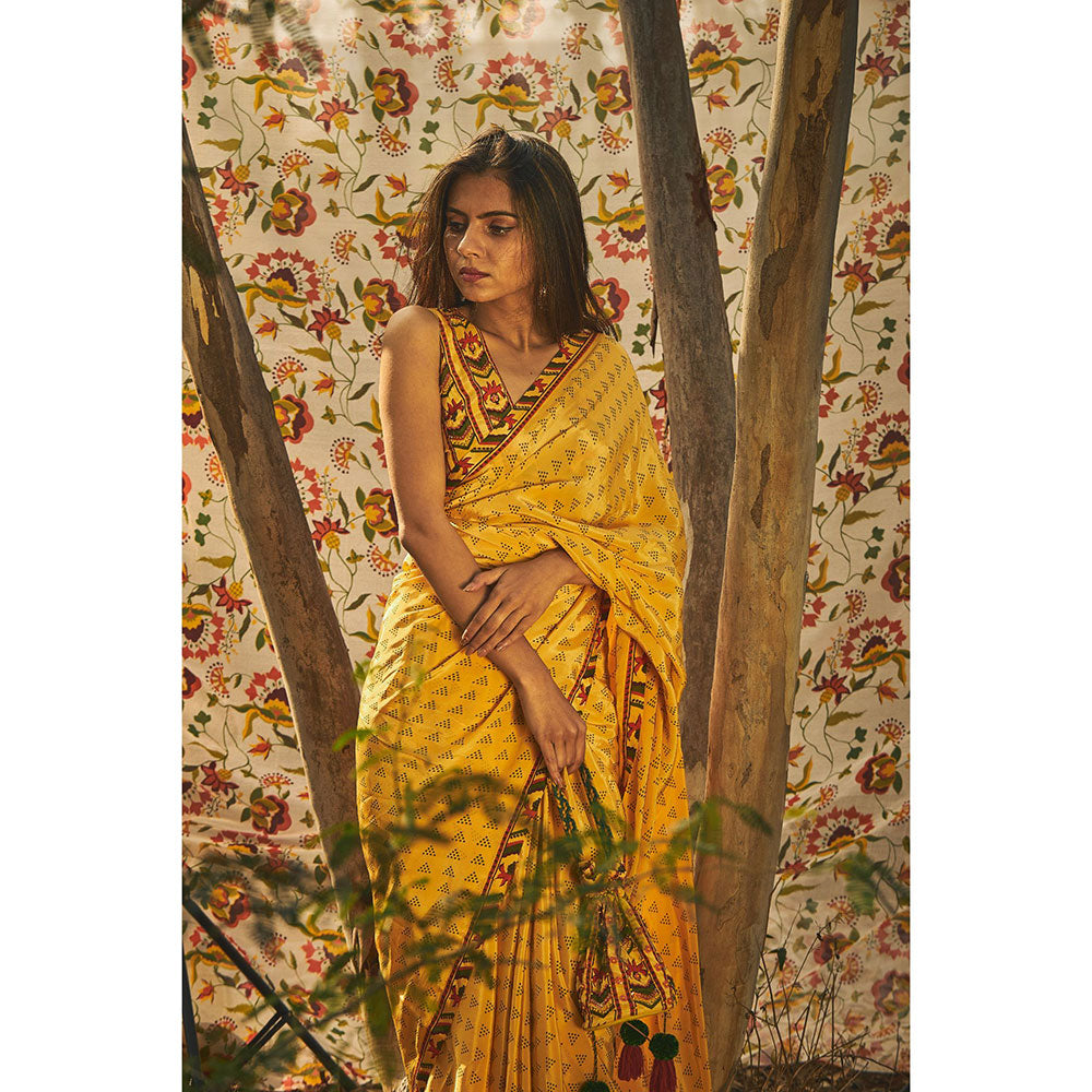 Baise Gaba Santolina Crepe Saree With Unstitched Blouse