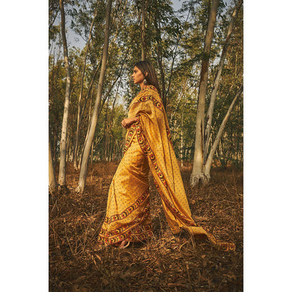Baise Gaba Mehtaab Chanderi Saree With Unstitched Blouse