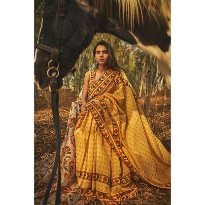 Baise Gaba Mehtaab Chanderi Saree With Unstitched Blouse