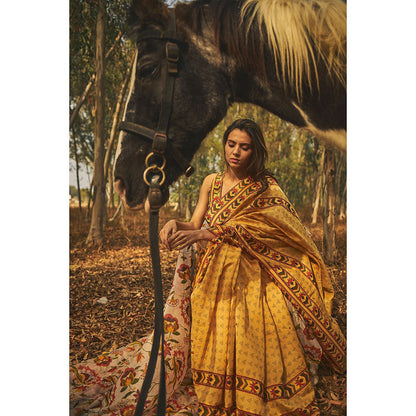 Baise Gaba Mehtaab Chanderi Saree With Unstitched Blouse