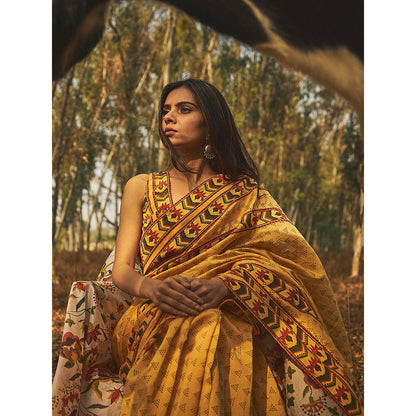 Baise Gaba Mehtaab Chanderi Saree With Unstitched Blouse