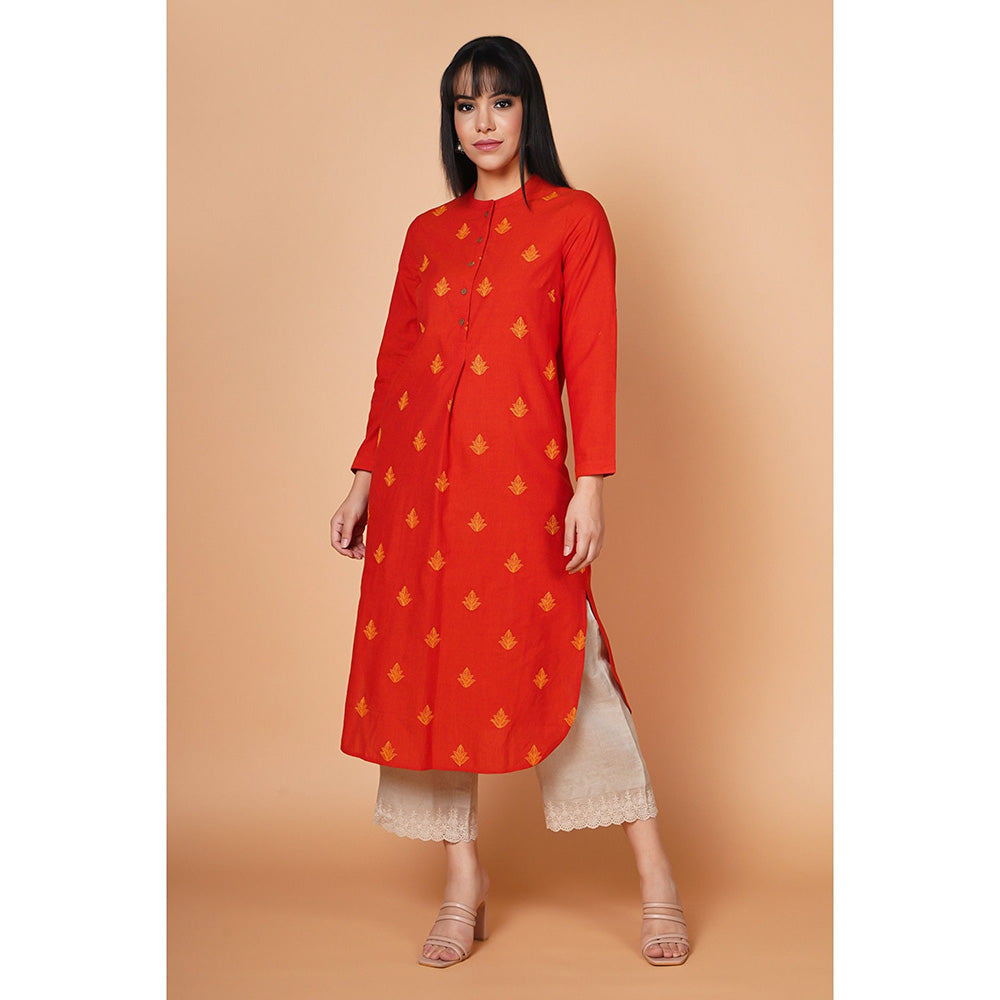 Barara Ethnic Embroidered Straight Kurta With Front Buttons