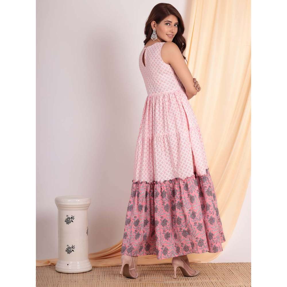 Bavaria Printed Cotton Pink Tiere Dress