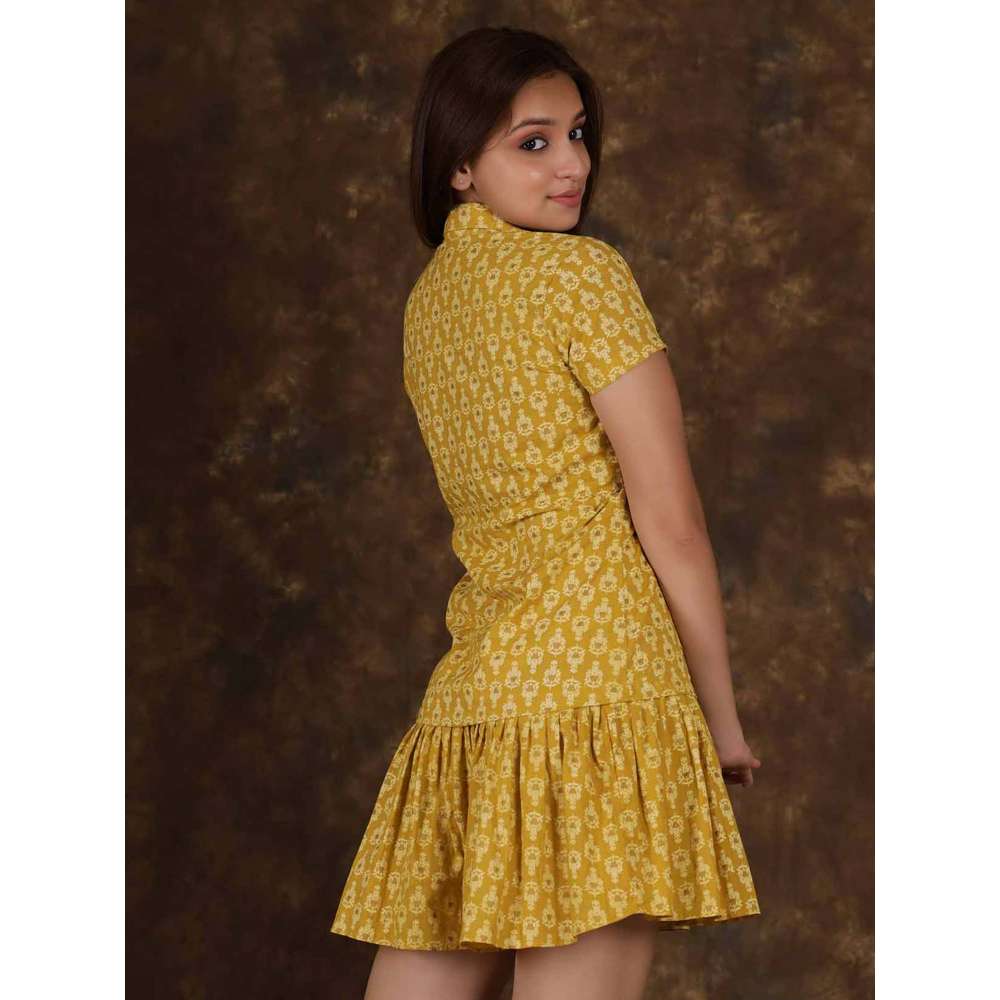 Bavaria - Printed Chick Short Dress - Mustard Yellow