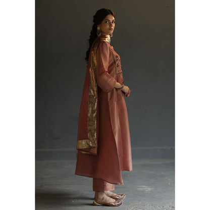 Begum Pret Sitara Kurta - Peach (Set of 3)