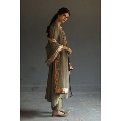 Begum Pret Sitara Kurta - Grey (Set of 3)