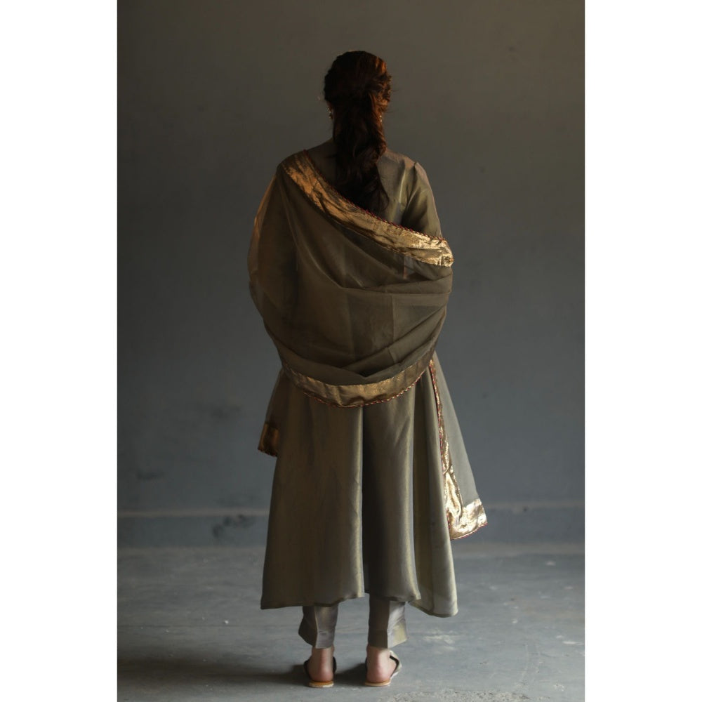 Begum Pret Sitara Kurta - Grey (Set of 3)