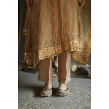 Begum Pret Gulal Kurta - Beige (Set of 4)