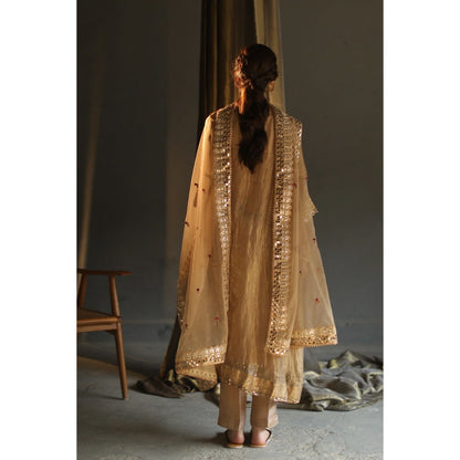 Begum Pret Gulal Kurta - Beige (Set of 4)