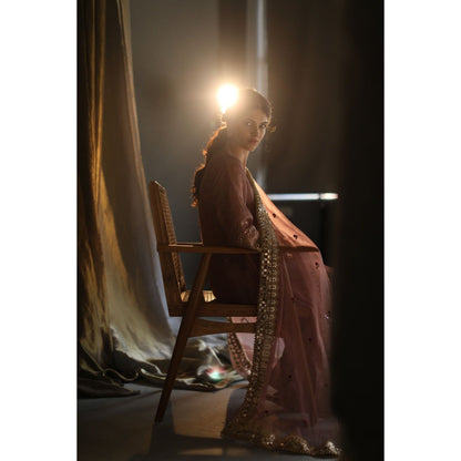 Begum Pret Gulal Kurta - Blush Peach (Set of 4)