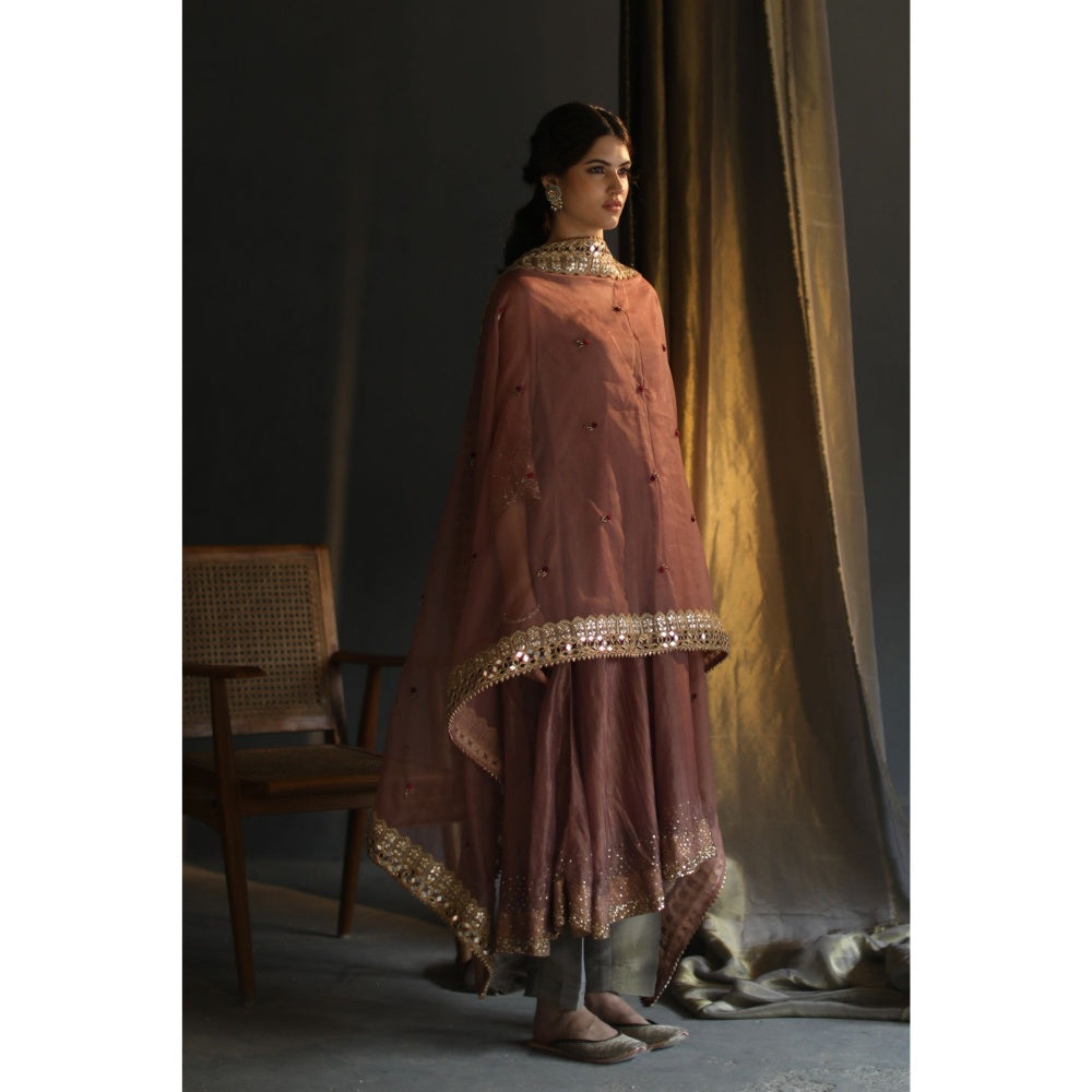 Begum Pret Gulal Kurta - Blush Peach (Set of 4)