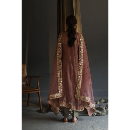 Begum Pret Gulal Kurta - Blush Peach (Set of 4)