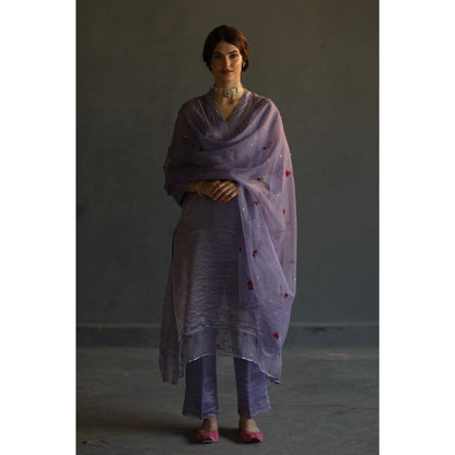 Begum Pret Jhilmil Kurta - Lilac (Set of 4)