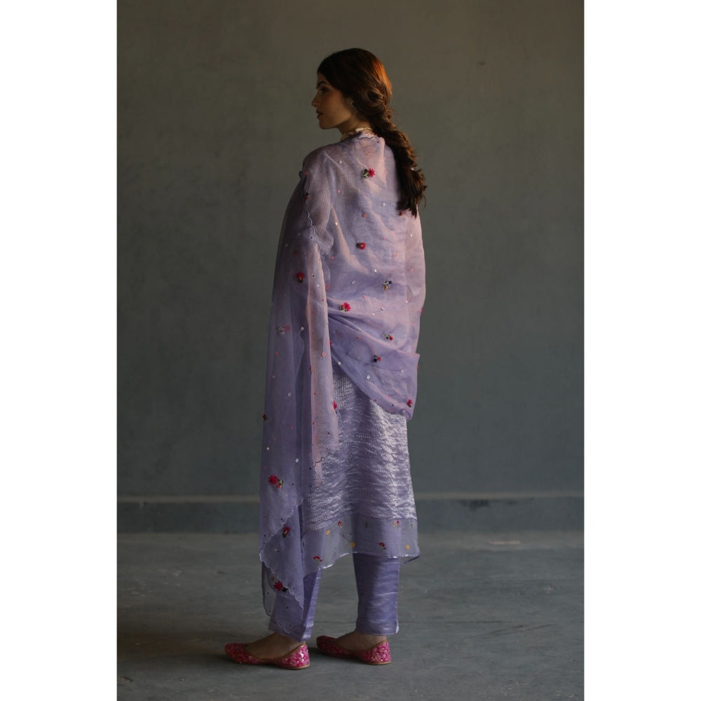 Begum Pret Jhilmil Kurta - Lilac (Set of 4)