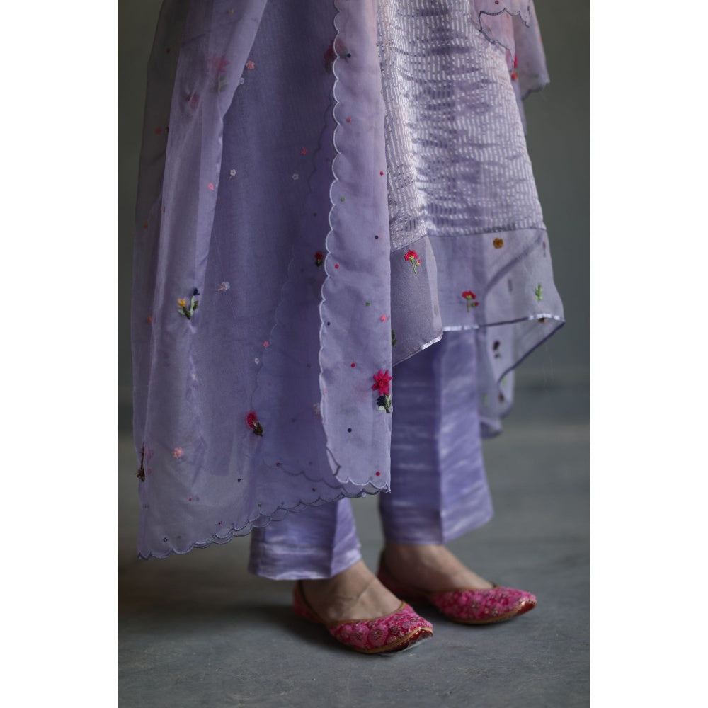 Begum Pret Jhilmil Kurta - Lilac (Set of 4)